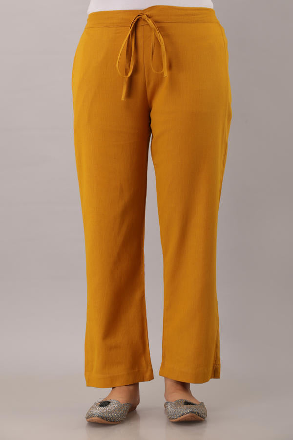 Mustard Cotton Narrow  Flex Pant