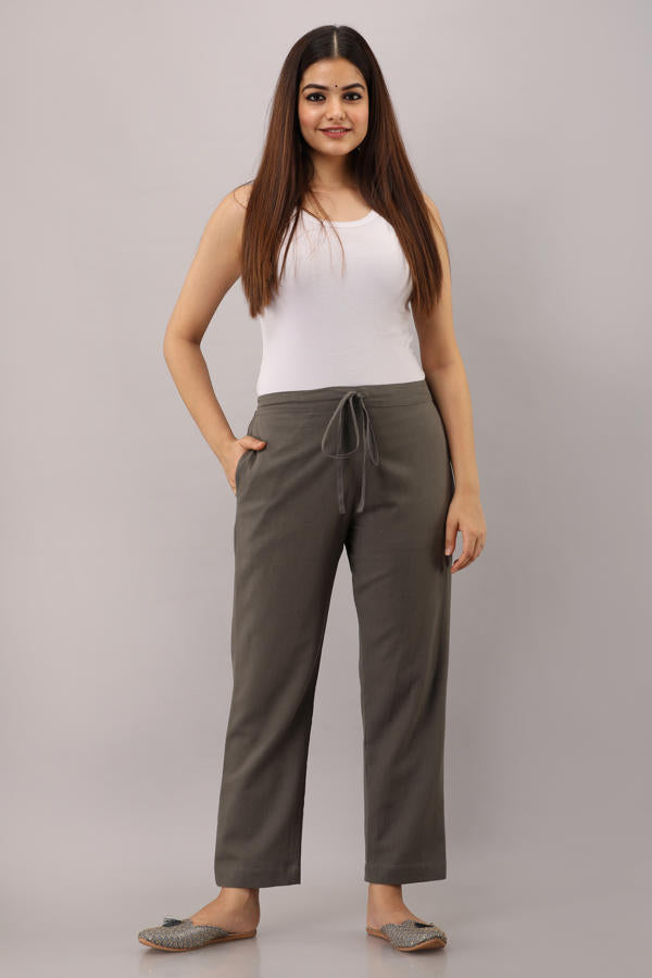Grey Cotton  Flex Pant