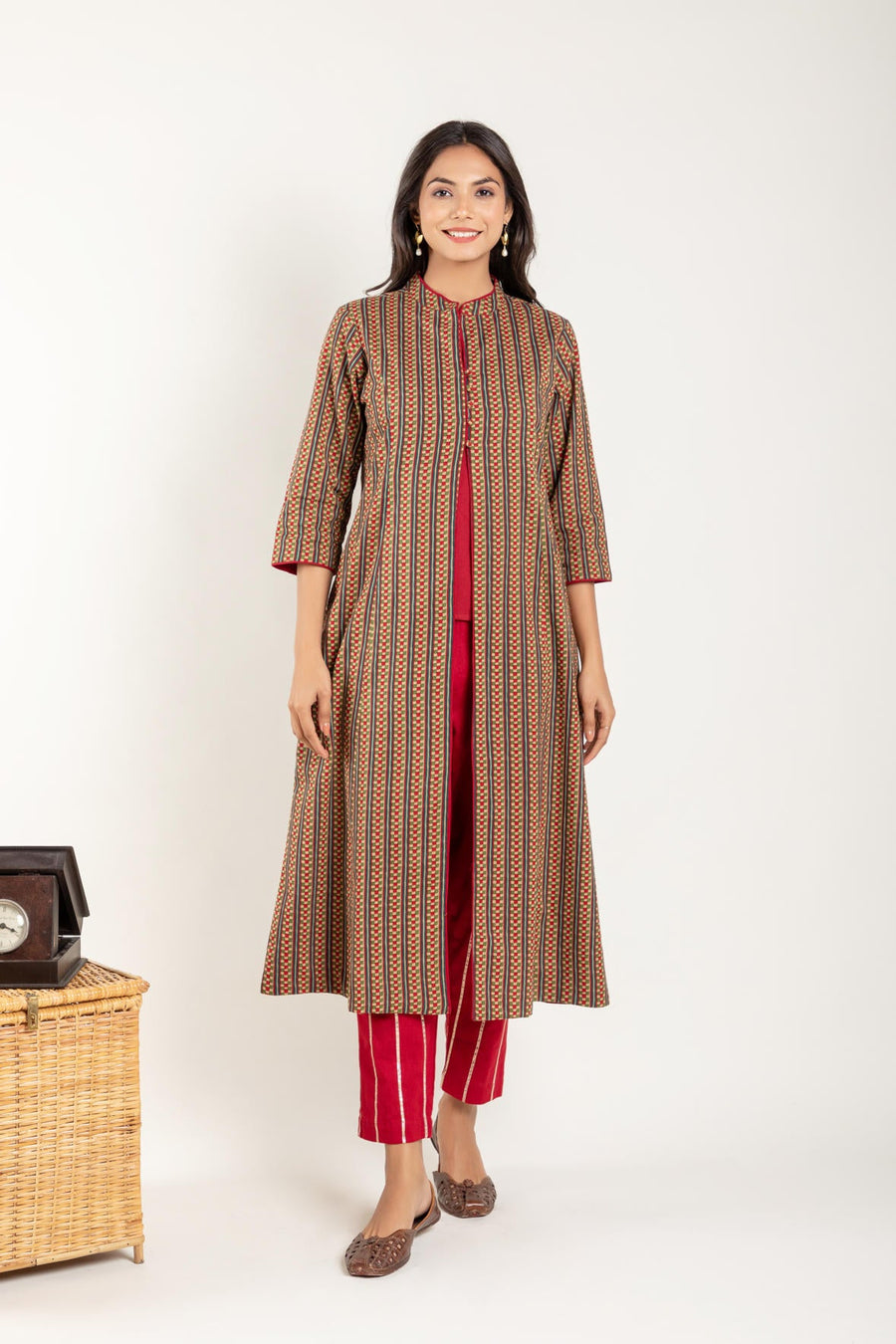 Color Block Maroon Co-Ord Set - Set of 3
