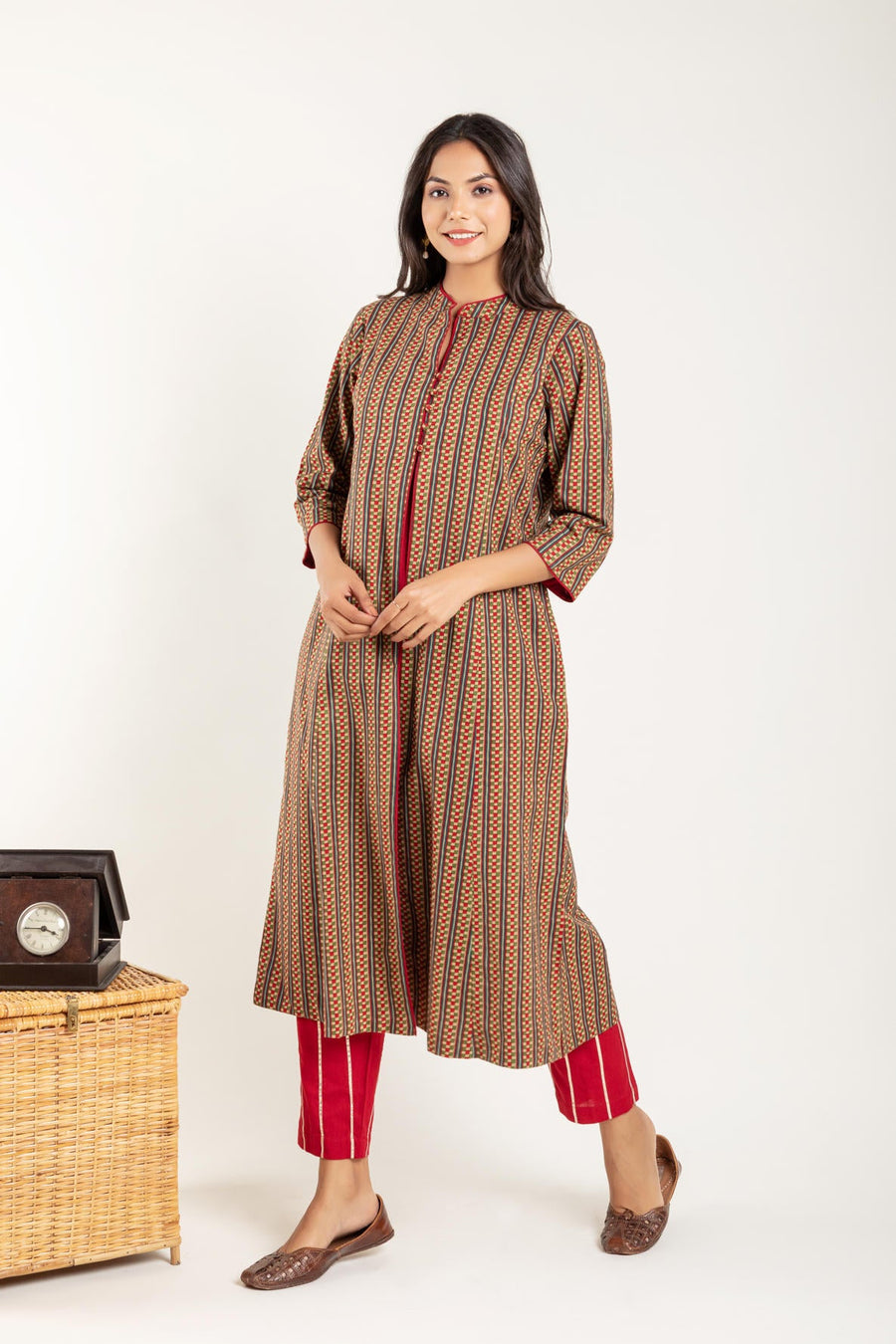 Color Block Maroon Co-Ord Set - Set of 3