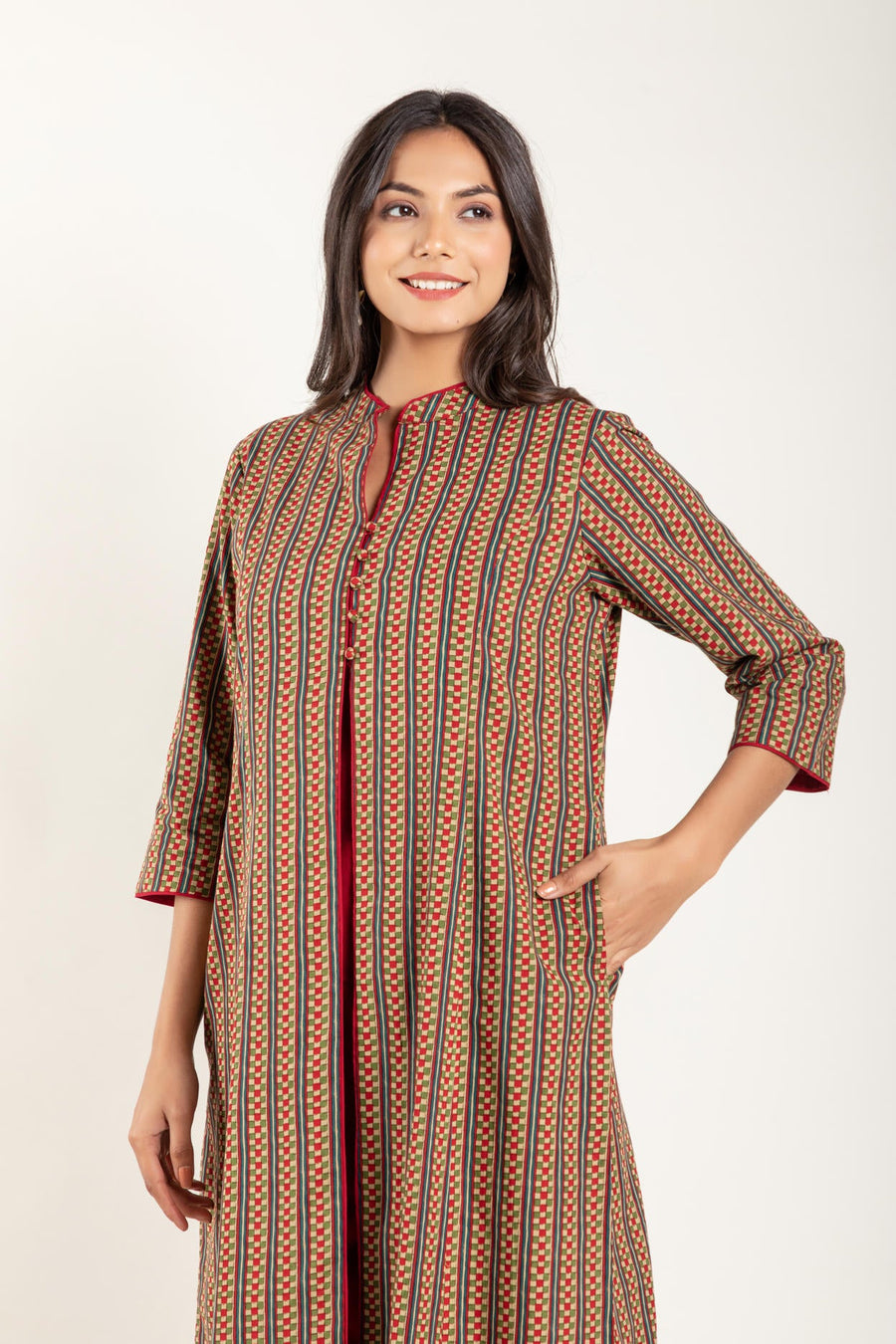 Color Block Maroon Co-Ord Set - Set of 3