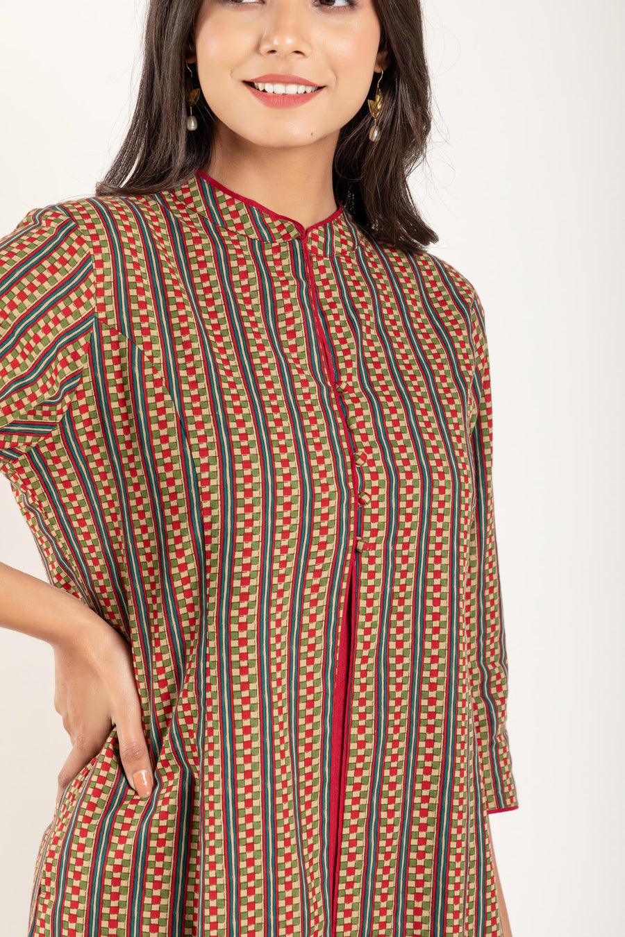 Color Block Maroon Co-Ord Set - Set of 3
