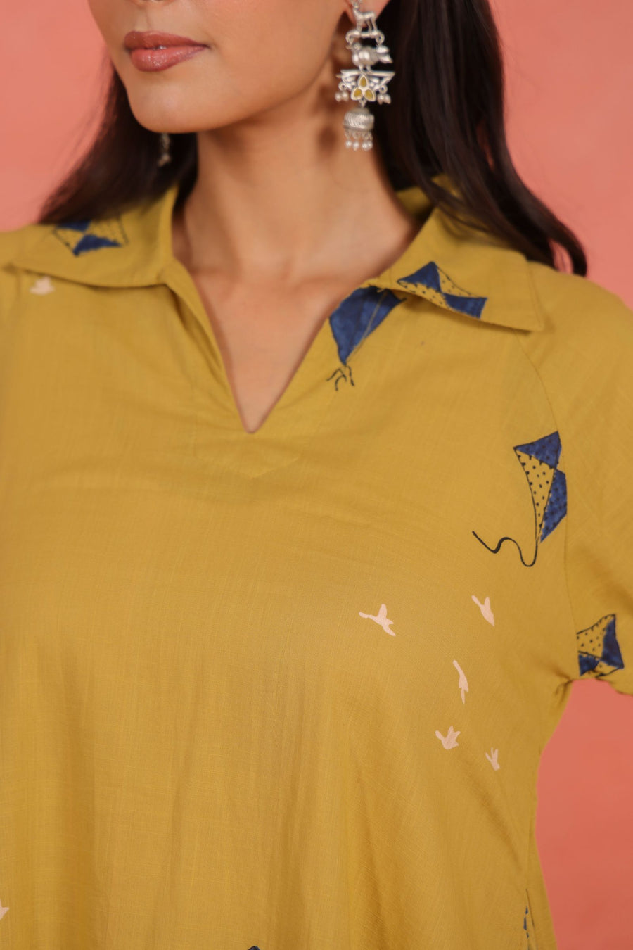 Yellow Cotton Slub A-Line Kurta with Afghani Salwar