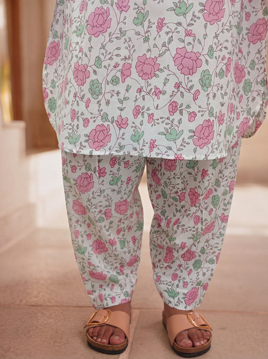 Green & Pink Block Printed Cotton Co-Ord Set