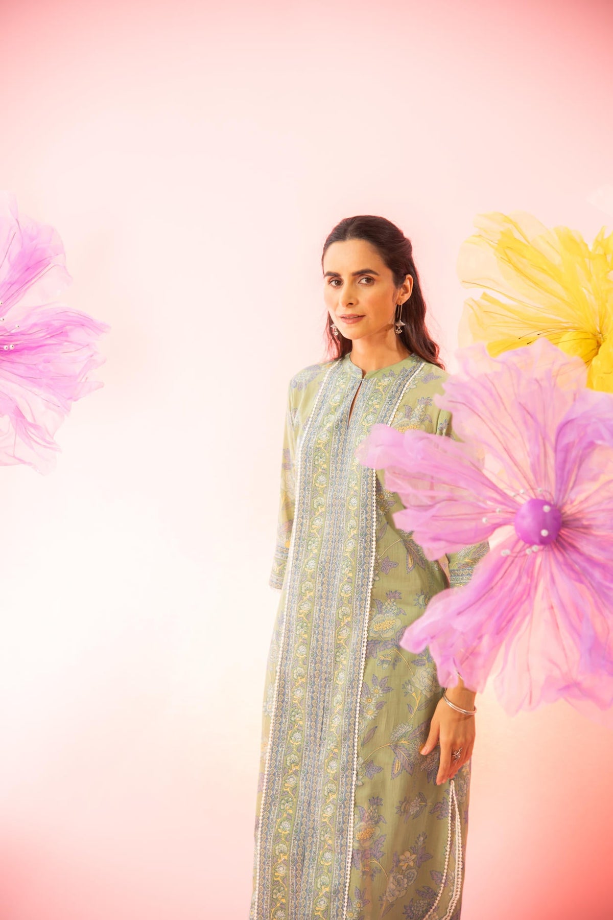 Green Floral Printed Kurta Afghani Salwar Co-Ord Set