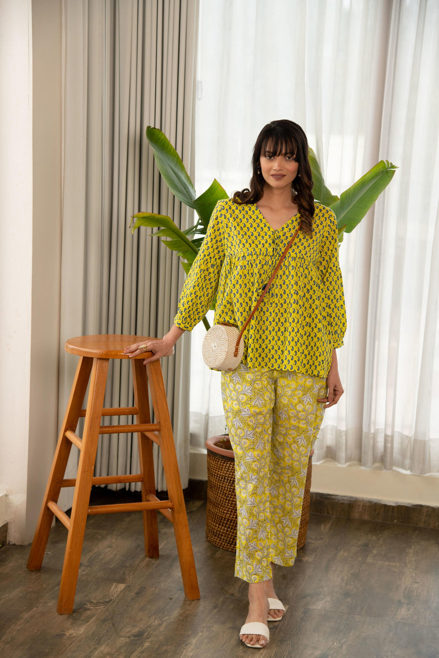 Yellow Printed Cotton Co-Ord Set