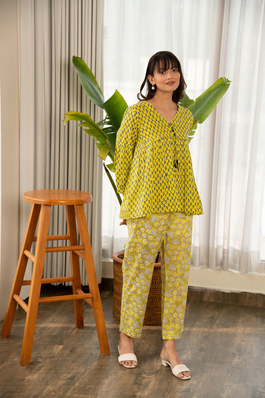 Yellow Printed Cotton Co-Ord Set