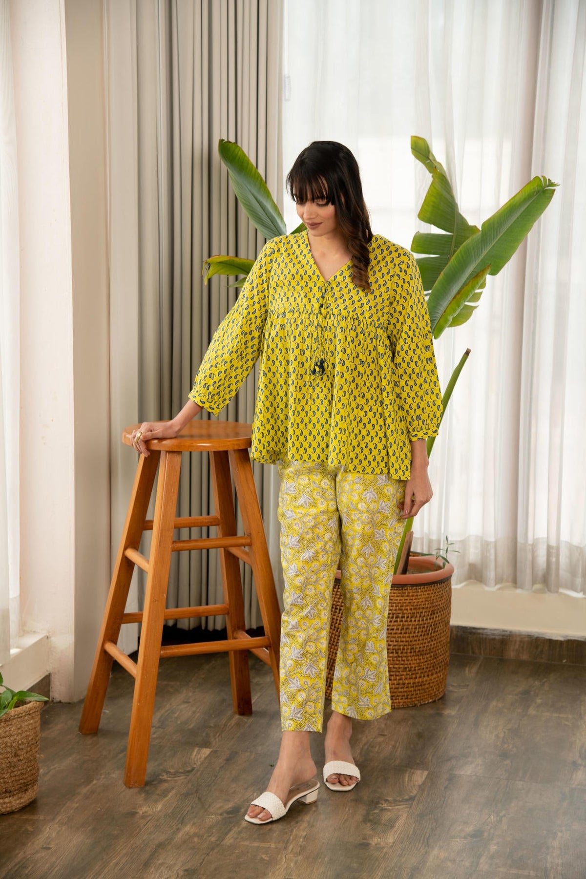 Yellow Printed Cotton Co-Ord Set