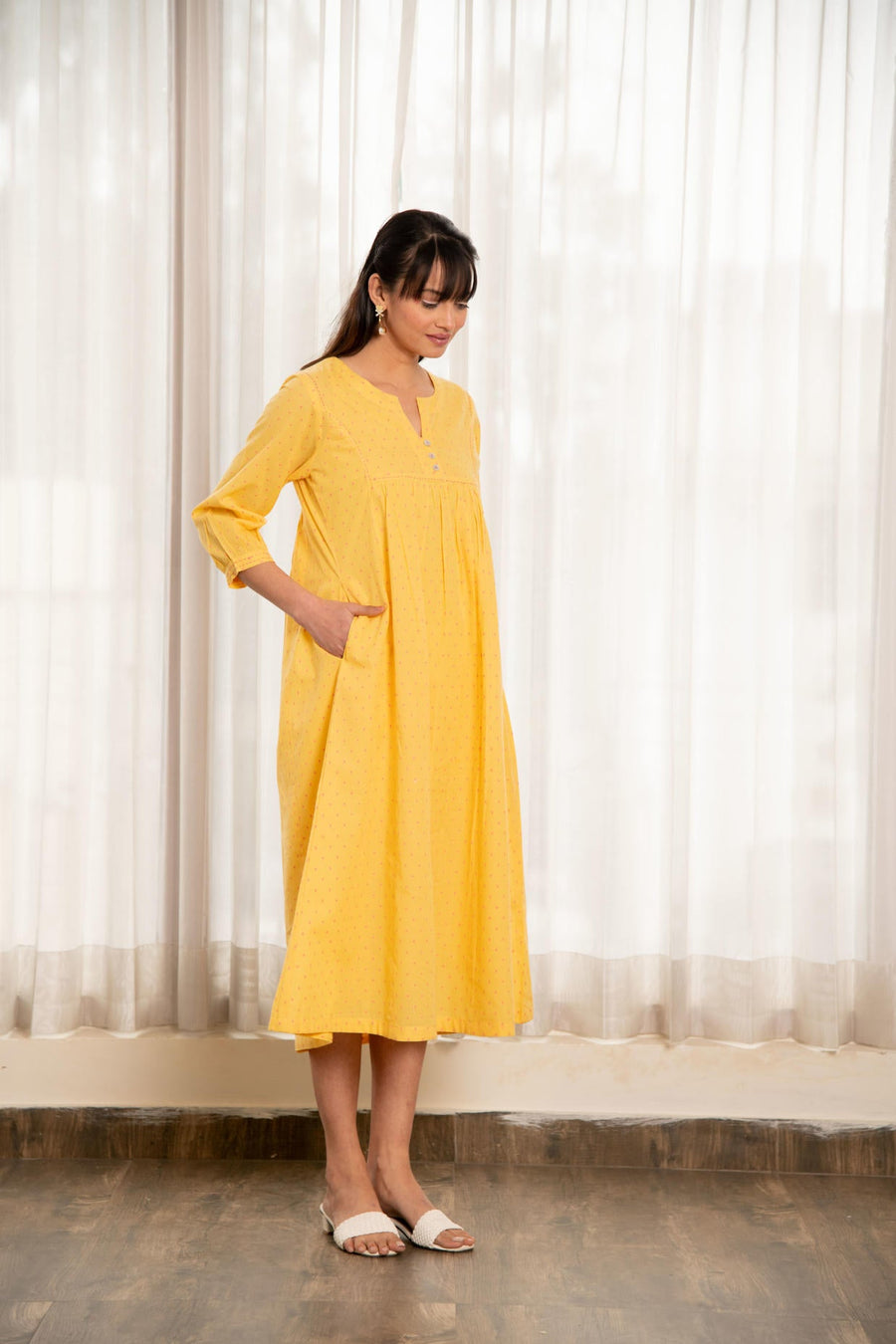 Yellow Handloom Fabric Dress