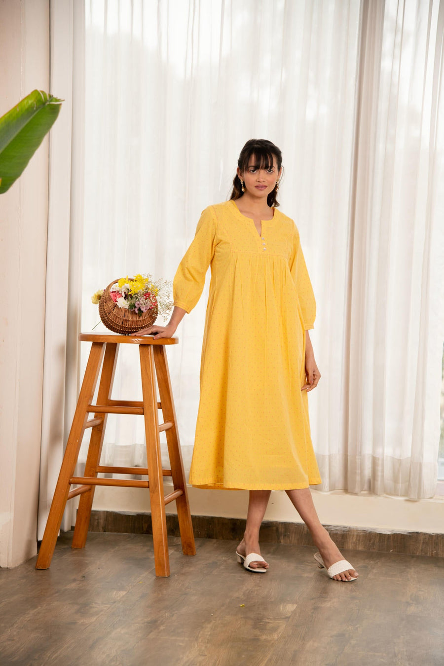 Yellow Handloom Fabric Dress