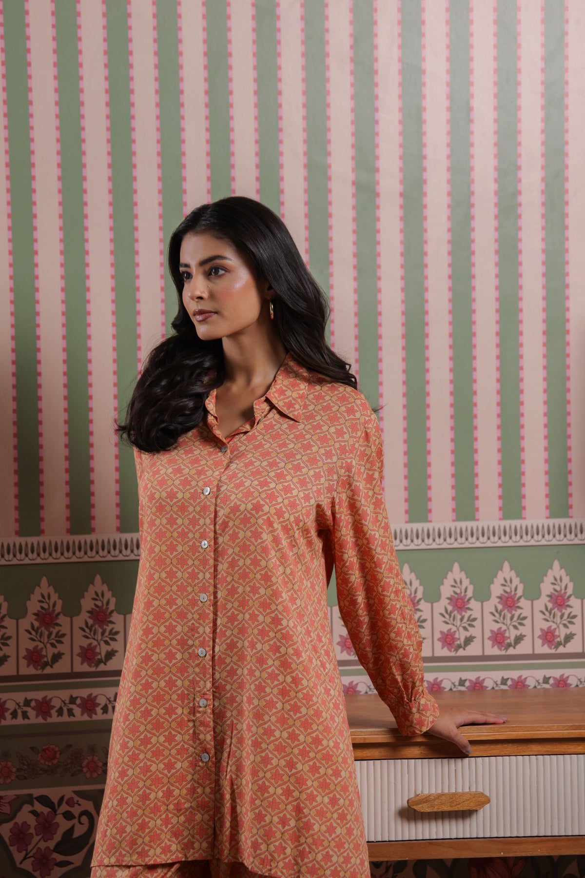 Ochre Yellow Muslin Asymmetric Comfort Fit Front Open Kurta with Pants