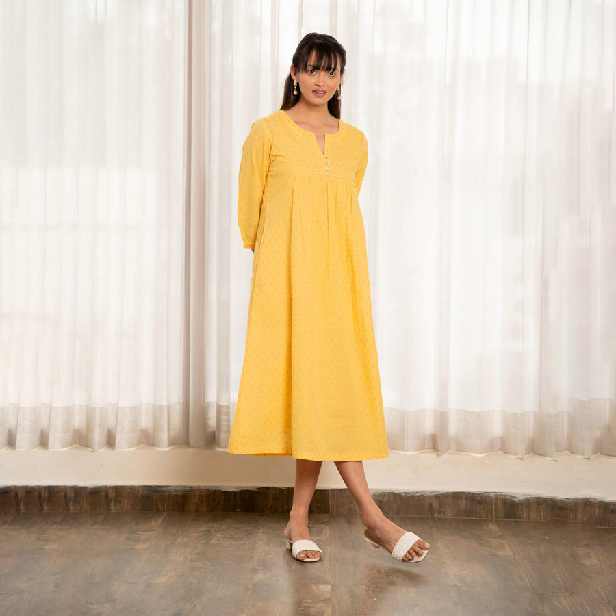 Yellow Handloom Fabric Dress