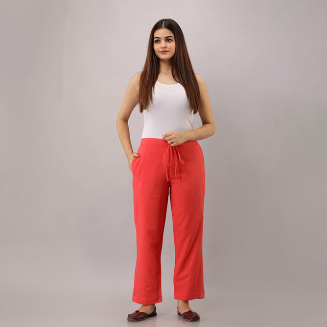 Coral Cotton Narrow Bottom Flex Pant